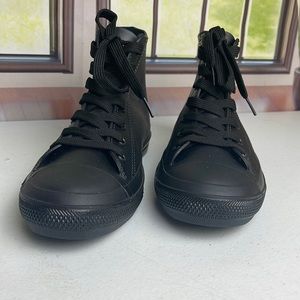 DKSUKO Women's Rain Boots Waterproof High Top Rain Shoes with Lace Up Anti-Slip